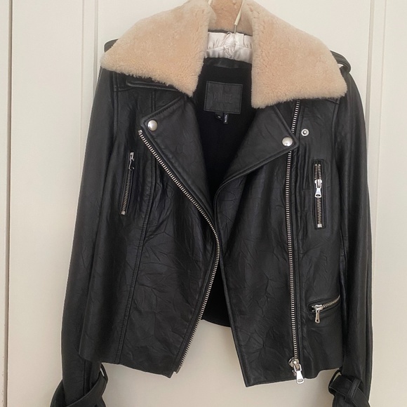 PAIGE black leather biker jacket, xs - Picture 5 of 8